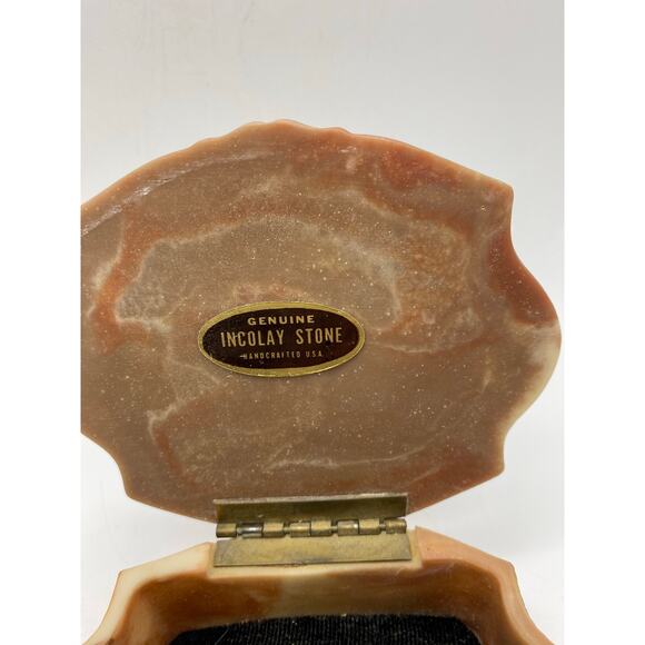 Vintage Incolay Stone Handcrafted‎ Victorian USA Hinged Jewelry Box Trinket 5x3 - Picture 9 of 9